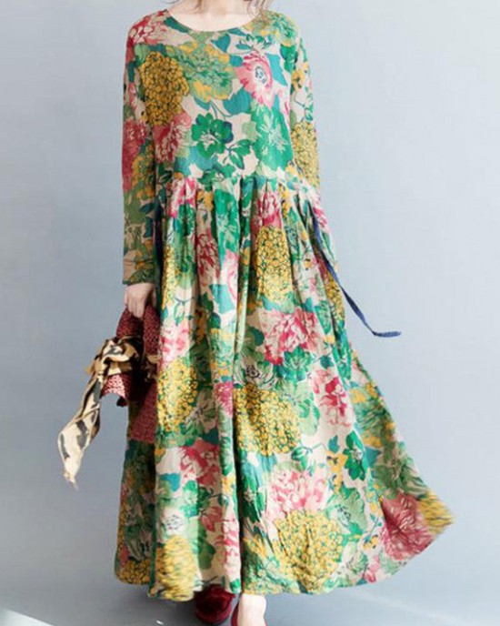2025 fashion floral long linen dresses plus size clothing maxi dresses 2025 fashion floral long linen dresses plus size clothing maxi dresses