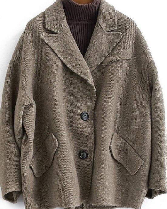 Luxury chocolate wool coat woman trendy plus size Coats Button Down women Notched coats Luxury chocolate wool coat woman trendy plus size Coats Button Down women Notched coats