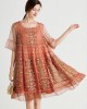 Art Green Embroideried O-Neck Loose Summer Flare Sleeve Dress Art Green Embroideried O-Neck Loose Summer Flare Sleeve Dress