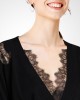 Women Black V Neck Lace Patchwork Hollow Out Wool Knitted Tops Winter Women Black V Neck Lace Patchwork Hollow Out Wool Knitted Tops Winter