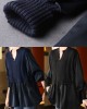 Navy Knit Blouses Puff Sleeve Winter Top Navy Knit Blouses Puff Sleeve Winter Top