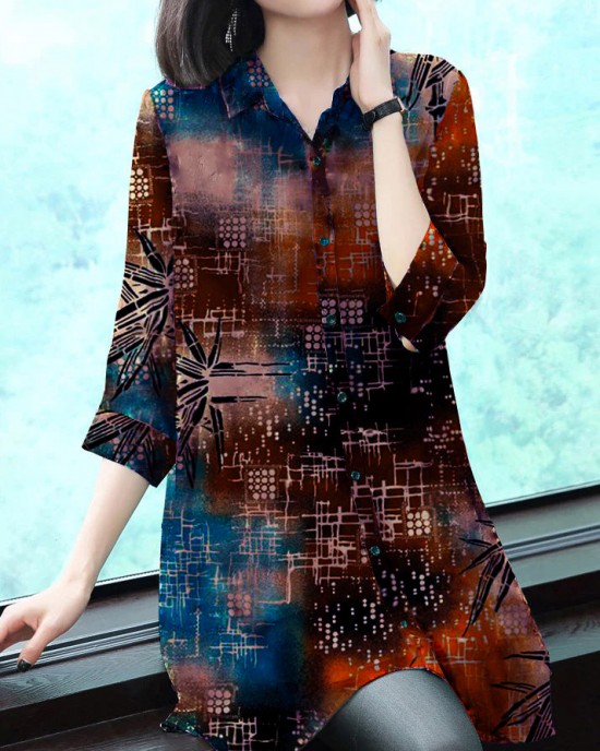 Stylish Peter Pan Collar Button Print Chiffon Shirt Tops Summer Stylish Peter Pan Collar Button Print Chiffon Shirt Tops Summer