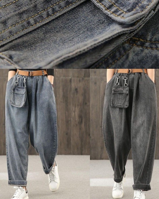 Retro denim blue autumn new trousers plus size harem pants Retro denim blue autumn new trousers plus size harem pants