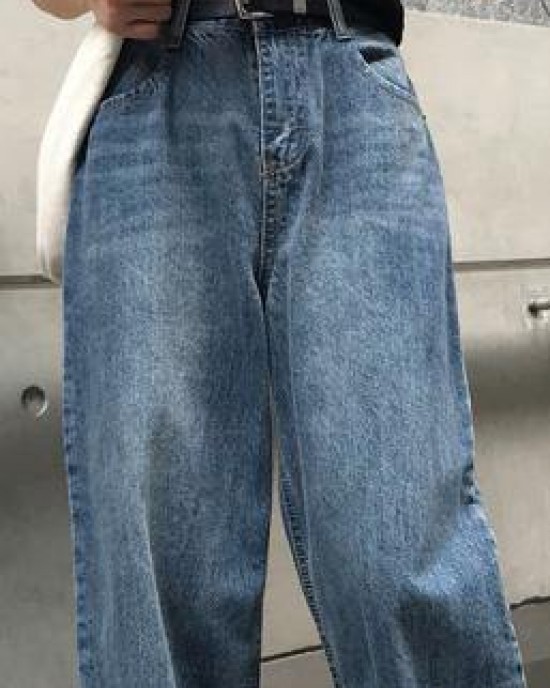 winter vintage denim blue pants high waist wide leg trousers winter vintage denim blue pants high waist wide leg trousers