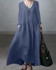Simple and Loose V-neck Cotton and Linen Dress Simple and Loose V-neck Cotton and Linen Dress