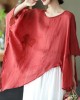 Art Black Asymmetrical Design Embroideried Summer Ramie Shirt Tops Art Black Asymmetrical Design Embroideried Summer Ramie Shirt Tops