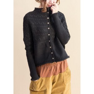 Pullover black knitted cardigans oversized fall knitted coat o neck Button Down tops