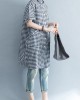 Unique black white plaid cotton linen shirts women stylish lapel pockets oversized Summer shirts Unique black white plaid cotton linen shirts women stylish lapel pockets oversized Summer shirts