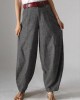 Women High Waist Button Solid Color Harem Pants with Pocket Women High Waist Button Solid Color Harem Pants with Pocket
