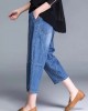 Plus Size Blue Pockets Patchwork lantern Fall Denim Pants Plus Size Blue Pockets Patchwork lantern Fall Denim Pants