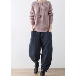2025 winter dark blue cotton pants warm thick oversized linen pants casual cozy style