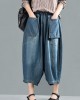 Women Spring Casual Big Pockets Solid Loose Jeans Women Spring Casual Big Pockets Solid Loose Jeans