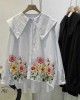 Bohemian Purple Pink Peter Pan Collar Button asymmetrical design Fall Long sleeve Top Bohemian Purple Pink Peter Pan Collar Button asymmetrical design Fall Long sleeve Top