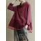 Art Burgundy Patchwork Baggy Shirt Clothes Lapel