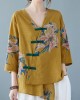Yellow Button Shirt Tops Asymmetrical Half Sleeve Yellow Button Shirt Tops Asymmetrical Half Sleeve