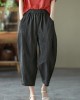 Natural Yellow Elastic Waist Summer Linen Harem Pants Natural Yellow Elastic Waist Summer Linen Harem Pants
