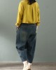 Spring nine points cross pants denim harem pants female elastic waist retro loose trousers Spring nine points cross pants denim harem pants female elastic waist retro loose trousers