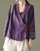 Women Red Embroideried Long sleeve Linen Shirt Women Red Embroideried Long sleeve Linen Shirt