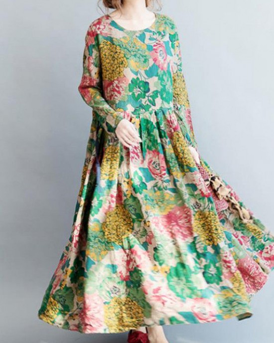 2025 fashion floral long linen dresses plus size clothing maxi dresses 2025 fashion floral long linen dresses plus size clothing maxi dresses