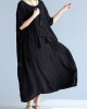 baggy gray long linen dresses oversized layered cotton maxi dress vintage short sleeve cotton clothing baggy gray long linen dresses oversized layered cotton maxi dress vintage short sleeve cotton clothing