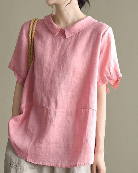 Bohemian Khaki Patchwork Turn-down Collar Summer Short Sleeve Top Bohemian Khaki Patchwork Turn-down Collar Summer Short Sleeve Top