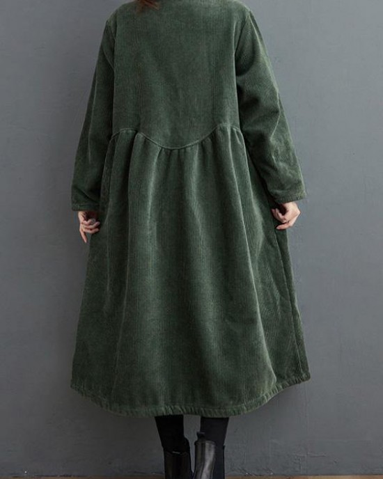 French blackish green corduroy coats Inspiration thick Cinched women coats ( Limited Stock)