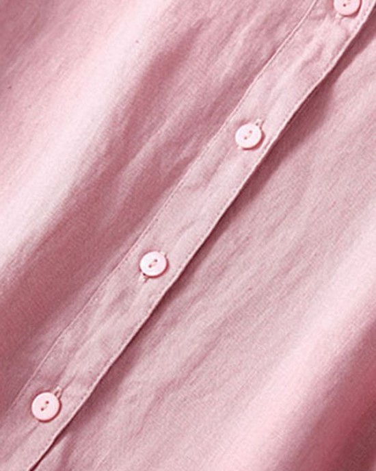 Unique Pink Peter Pan Collar Wrinkled Linen Holiday Dress Short Sleeve Unique Pink Peter Pan Collar Wrinkled Linen Holiday Dress Short Sleeve
