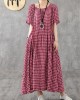 Vivid patchwork linen quilting dresses Runway black plaid Dresses summer Vivid patchwork linen quilting dresses Runway black plaid Dresses summer