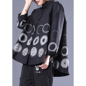 DIY Patchwork Shirts Black Dotted Blouses
