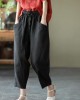 Art Khaki Tie Waist Pockets Summer Harem Pants Linen Art Khaki Tie Waist Pockets Summer Harem Pants Linen