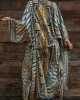 Bohemian Blue Geometric Print Long sleeve kimono robe Mid Summer Cotton