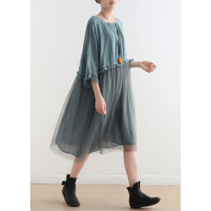 Light Blue Tull Maxi dresses patchwork chiffon Summer Dresses