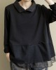 Plus Size Black Tops Lapel Patchwork Clothes Pattern Plus Size Black Tops Lapel Patchwork Clothes Pattern