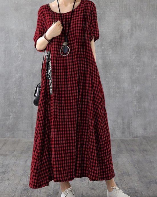Vivid patchwork linen quilting dresses Runway black plaid Dresses summer Vivid patchwork linen quilting dresses Runway black plaid Dresses summer