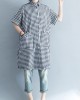 Unique black white plaid cotton linen shirts women stylish lapel pockets oversized Summer shirts Unique black white plaid cotton linen shirts women stylish lapel pockets oversized Summer shirts