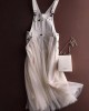 Unique White Tulle Patchwork Denim Strap Dress Summer Unique White Tulle Patchwork Denim Strap Dress Summer