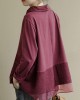 Art Burgundy Patchwork Baggy Shirt Clothes Lapel Art Burgundy Patchwork Baggy Shirt Clothes Lapel