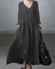 Simple and Loose V-neck Cotton and Linen Dress Simple and Loose V-neck Cotton and Linen Dress