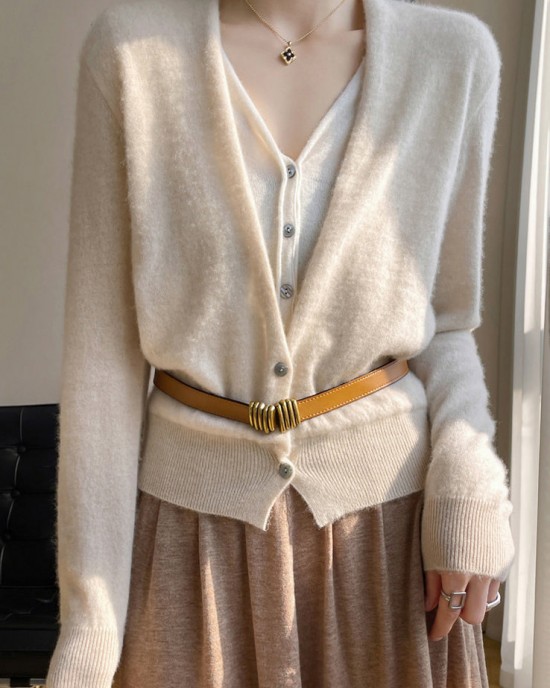 Women Green V Neck Button Patchwork Wool Knit Top Fall Women Green V Neck Button Patchwork Wool Knit Top Fall