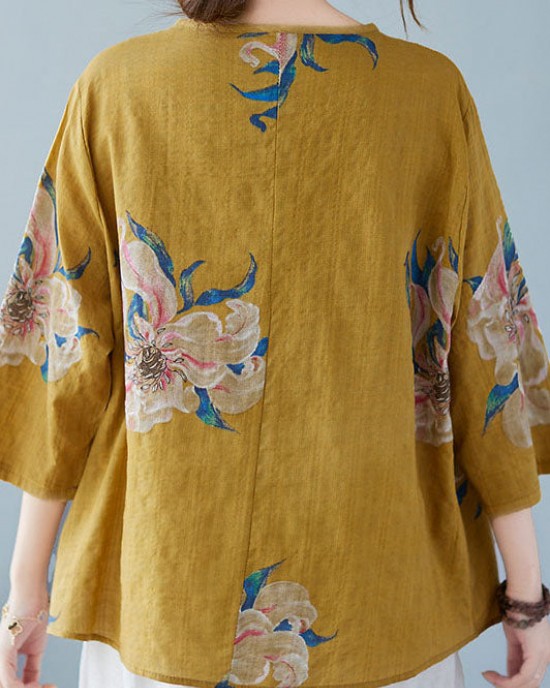 Yellow Button Shirt Tops Asymmetrical Half Sleeve Yellow Button Shirt Tops Asymmetrical Half Sleeve