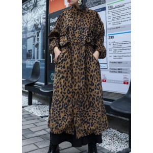 French Leopard Plus Size trench coat Gifts zippered fall coat