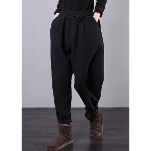Beautiful black women pants plus size elastic waist pockets Work harem pants