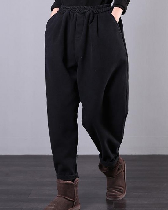 Beautiful black women pants plus size elastic waist pockets Work harem pants Beautiful black women pants plus size elastic waist pockets Work harem pants