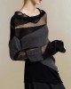 New Black Turtleneck Tulle Patchwork Thin Knit Sweaters Fall New Black Turtleneck Tulle Patchwork Thin Knit Sweaters Fall