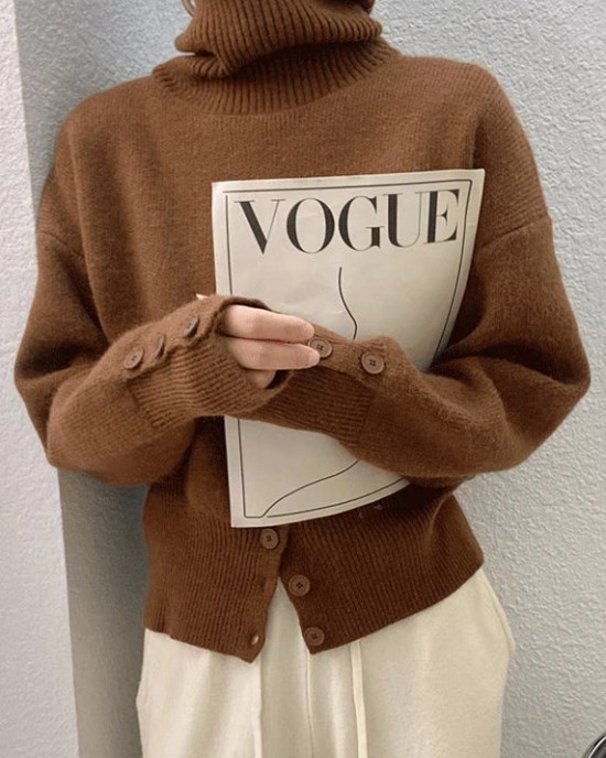 Italian White Hign Neck Button Open Patchwork Knit Sweater Fall Italian White Hign Neck Button Open Patchwork Knit Sweater Fall