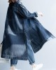 Chic side open Fine coats women denim blue loose jackets fall Chic side open Fine coats women denim blue loose jackets fall