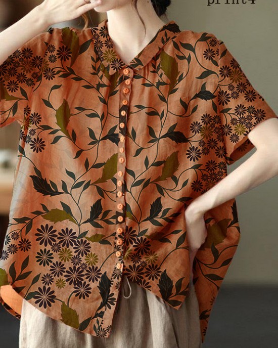 Plus Size Orange Peter Pan Collar Pockets Patchwork Ramie Cardigan Plus Size Orange Peter Pan Collar Pockets Patchwork Ramie Cardigan