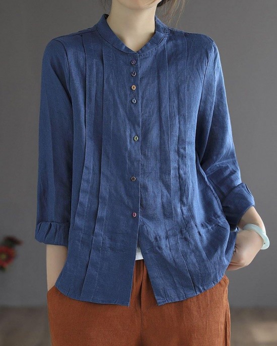 Women Yellow Elegant Button Fall Top Long Sleeve Linen Women Yellow Elegant Button Fall Top Long Sleeve Linen