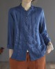 Women Yellow Elegant Button Fall Top Long Sleeve Linen Women Yellow Elegant Button Fall Top Long Sleeve Linen