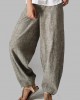 Stylish Chocolate Pockets Cotton Harem Wide Leg Pants Summer Stylish Chocolate Pockets Cotton Harem Wide Leg Pants Summer